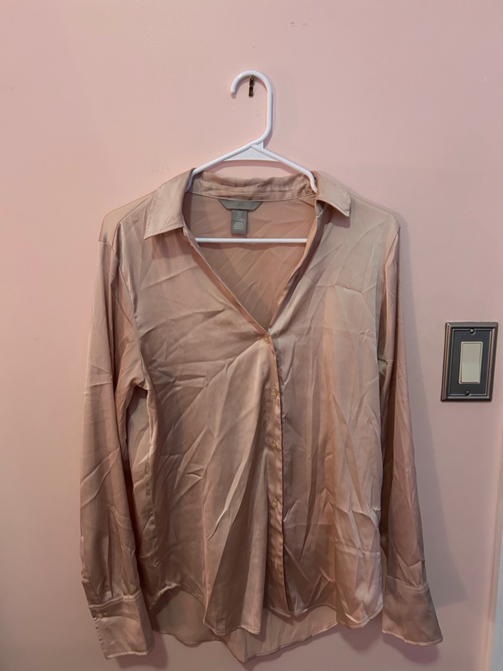 H&M Blush Pink Satin Button-Down Shirt